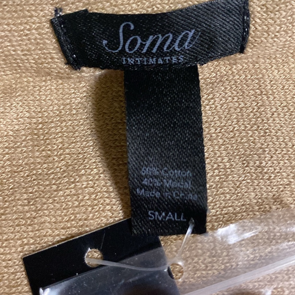 Soma Layered Knit Somerset Sweater Ivory/Camel Small NWT Cotton and Modal blend - Picture 5 of 7